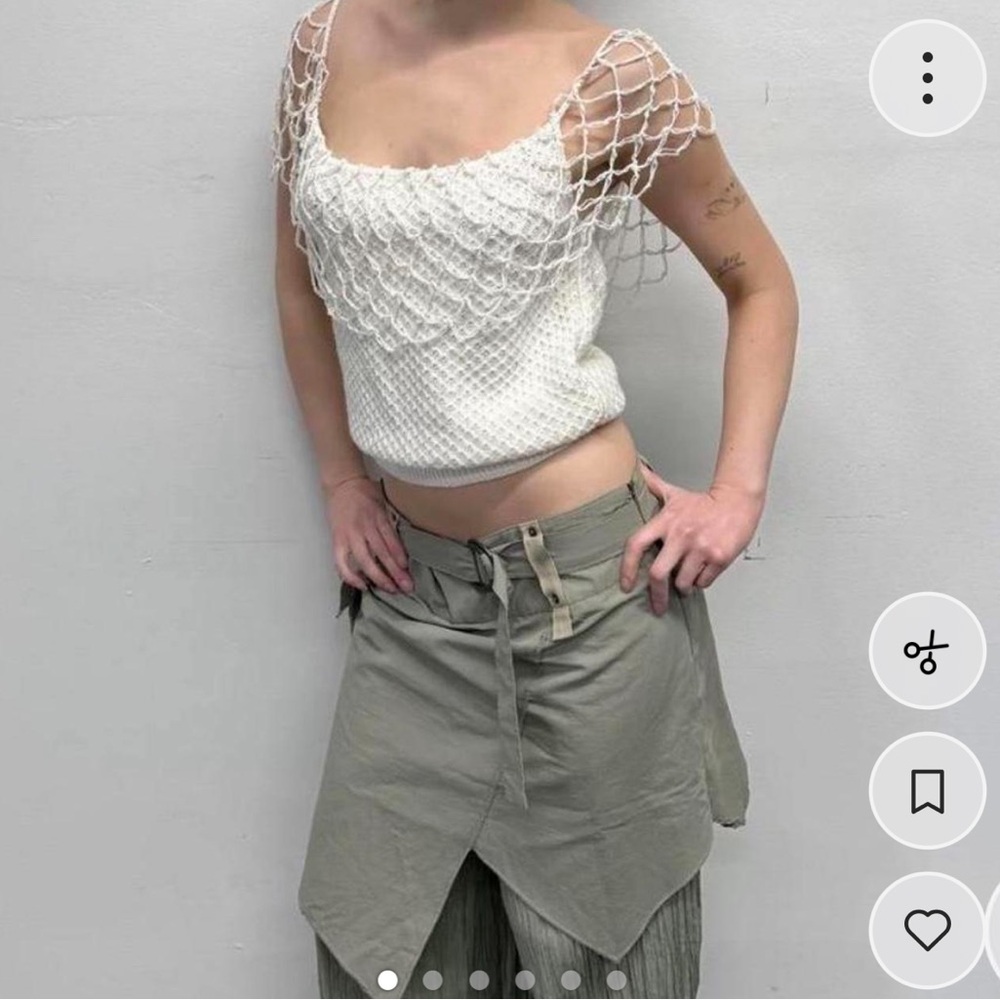 Black Crochet Top with Lace Shoulder Detail